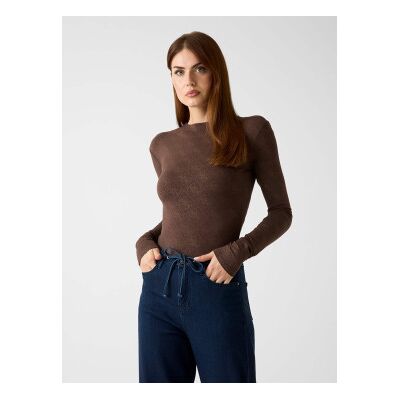Guess für Damen. W5BP09K68D2 4G Logo-Bodysuit mit braunen Strasssteinen (S), Viskose, Langarm Guess für Damen. W5BP09K68D2 4G Logo-Bodysuit mit braunen Strasssteinen (S), Viskose, Langarm