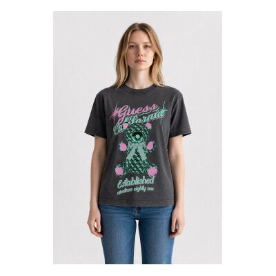 Guess für Damen. W6RI38I3Z14 Bär T-shirt schwarz (L), Lässig, Baumwolle, Kurzarm Guess für Damen. W6RI38I3Z14 Bär T-shirt schwarz (L), Lässig, Baumwolle, Kurzarm