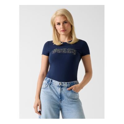 Guess für Damen. W5GI04J1314 T-shirt mit Logo slim fit blau (M), Lässig, Baumwolle Guess für Damen. W5GI04J1314 T-shirt mit Logo slim fit blau (M), Lässig, Baumwolle