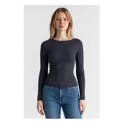 Guess für Damen. W6RP46KA660 Nadene T-Shirt Marineblau (M), Lässig, Polyamid, Langarm Guess für Damen. W6RP46KA660 Nadene T-Shirt Marineblau (M), Lässig, Polyamid, Langarm