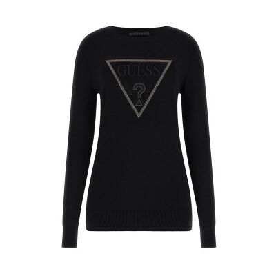 Guess für Damen. W6RR49Z2NQ2 Sasha T-shirt schwarz (M), Lässig, Viskose, Langarm Guess für Damen. W6RR49Z2NQ2 Sasha T-shirt schwarz (M), Lässig, Viskose, Langarm