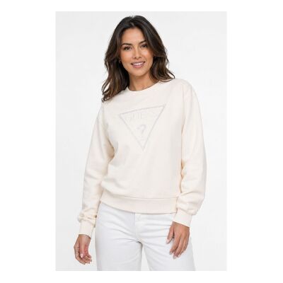 Guess für Damen. W6GQ09K3183 Sweatshirt Triangle cremeweiß (M), Lässig, Baumwolle Guess für Damen. W6GQ09K3183 Sweatshirt Triangle cremeweiß (M), Lässig, Baumwolle