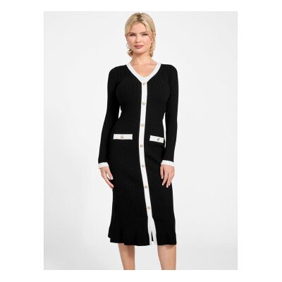 Guess für Damen. W6RK38Z3HP2 Laurel Kleid schwarz (XS), Lässig, Viskose, Langarm Guess für Damen. W6RK38Z3HP2 Laurel Kleid schwarz (XS), Lässig, Viskose, Langarm