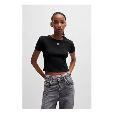 HUGO für Damen. 50512000 Delanor T-shirt schwarz (S), Lässig, Baumwolle, Kurzarm HUGO für Damen. 50512000 Delanor T-shirt schwarz (S), Lässig, Baumwolle, Kurzarm