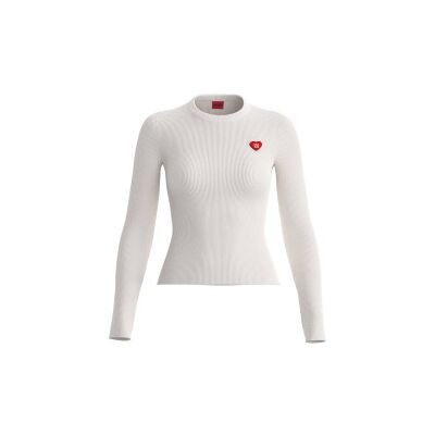 HUGO für Damen. 50554317 Sarpha T-shirt weiß (L), Lässig, Baumwolle, Langarm HUGO für Damen. 50554317 Sarpha T-shirt weiß (L), Lässig, Baumwolle, Langarm