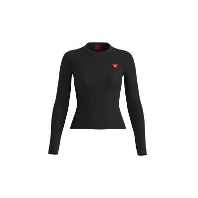 HUGO für Damen. 50554317 Sarpha T-shirt schwarz (M), Lässig, Baumwolle, Langarm HUGO für Damen. 50554317 Sarpha T-shirt schwarz (M), Lässig, Baumwolle, Langarm