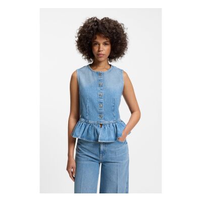 HUGO für Damen. 50563534 Top Gimma blau (XS), Lässig, Baumwolle, Ärmellos / Hosenträger HUGO für Damen. 50563534 Top Gimma blau (XS), Lässig, Baumwolle, Ärmellos / Hosenträger