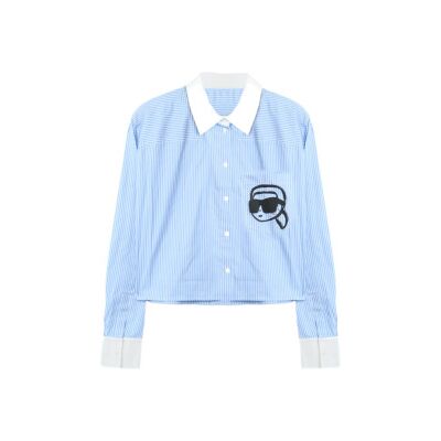 Karl Lagerfeld für Damen. A1W11037 Ikon blaues Hemd (44), Lässig, Baumwolle, Langarm Karl Lagerfeld für Damen. A1W11037 Ikon blaues Hemd (44), Lässig, Baumwolle, Langarm