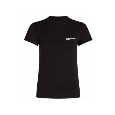 Karl Lagerfeld für Damen. A1W17004 Basic-T-Shirt schwarz (XS), Lässig, Kurzarm, Bio-Baumwolle Karl Lagerfeld für Damen. A1W17004 Basic-T-Shirt schwarz (XS), Lässig, Kurzarm, Bio-Baumwolle