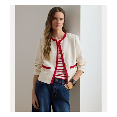 Lauren Ralph Lauren für Damen. 200P08848001 Cremeweißer Twill-Blazer aus Leinen (38), Lässig Lauren Ralph Lauren für Damen. 200P08848001 Cremeweißer Twill-Blazer aus Leinen (38), Lässig