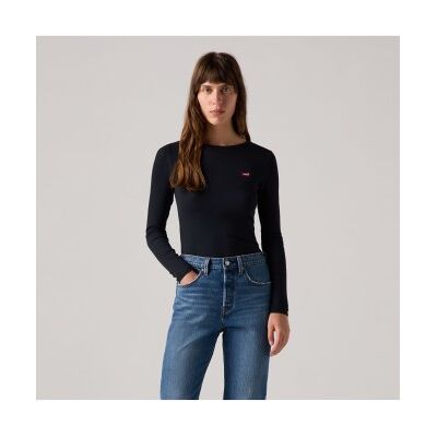 Levi's für Damen. 001J4-0004 T-Shirt Hayes schwarz (L), Lässig, Baumwolle, Langarm Levi's für Damen. 001J4-0004 T-Shirt Hayes schwarz (L), Lässig, Baumwolle, Langarm