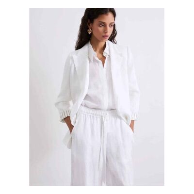 Marella für Damen. 2613041074200 Blazer aus reinem Leinen Mlssauna weiß (38), Lässig Marella für Damen. 2613041074200 Blazer aus reinem Leinen Mlssauna weiß (38), Lässig