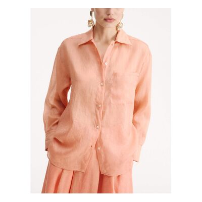Marella für Damen. 2613111052200 Korallenfarbenes Ramie-Shirt (38), Lässig, Baumwolle Marella für Damen. 2613111052200 Korallenfarbenes Ramie-Shirt (38), Lässig, Baumwolle