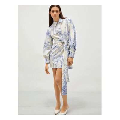 Marella für Damen. 2513221131200 Kleid mit Schärpe Idioma blau (40), Lässig, Viskose, Langarm Marella für Damen. 2513221131200 Kleid mit Schärpe Idioma blau (40), Lässig, Viskose, Langarm