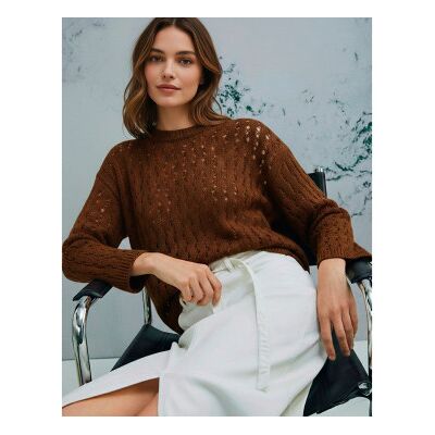 Marella für Damen. 2613361155200 Mlmfiorire Pullover braun (S), Lässig, Bio-Baumwolle, Nachhaltig Marella für Damen. 2613361155200 Mlmfiorire Pullover braun (S), Lässig, Bio-Baumwolle, Nachhaltig