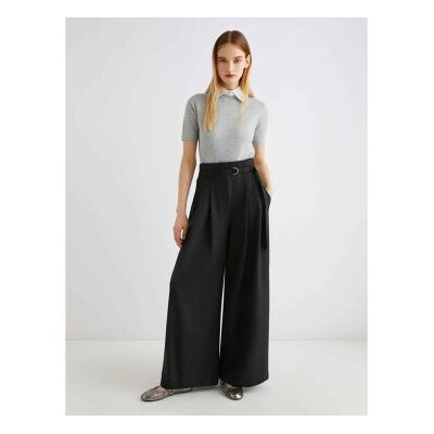 Marella für Damen. 2523136011200 Bondeno Hose mit hoher Taille schwarz (44), Lässig, Polyester Marella für Damen. 2523136011200 Bondeno Hose mit hoher Taille schwarz (44), Lässig, Polyester