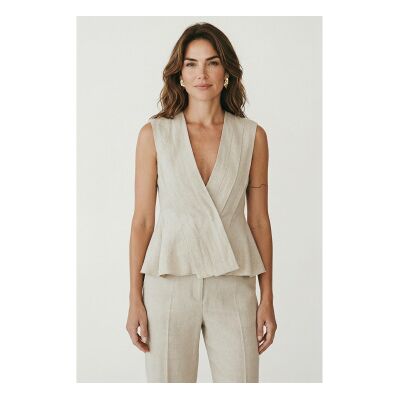 Marella für Damen. 2613161042200 Ärmelloses Top aus Leinenstoff Mllvallo beige (44), Lässig Marella für Damen. 2613161042200 Ärmelloses Top aus Leinenstoff Mllvallo beige (44), Lässig