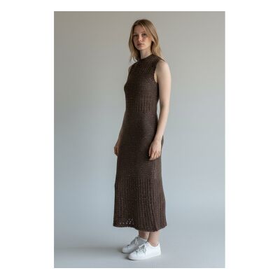 Marella für Damen. 2613321045200 Braunes Kleid von Mlmoggi (L), Lässig, Baumwolle, Ärmellos / Hosenträger Marella für Damen. 2613321045200 Braunes Kleid von Mlmoggi (L), Lässig, Baumwolle, Ärmellos / Hosenträger