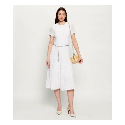 Michael Kors für Damen. MS683DUKS1 Weißes Spitzenkleid (M), Lässig, Polyester, Kurzarm Michael Kors für Damen. MS683DUKS1 Weißes Spitzenkleid (M), Lässig, Polyester, Kurzarm