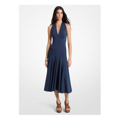 Michael Kors für Damen. MS683COH6J Navyfarbenes Midikleid mit Neckholder (L), Blau, Lässig, Ärmellos / Hosenträger, Recyceltes Polyester, Na Michael Kors für Damen. MS683COH6J Navyfarbenes Midikleid mit Neckholder (L), Blau, Lässig, Ärmellos / Hosenträger, Recyceltes Polyester, Na