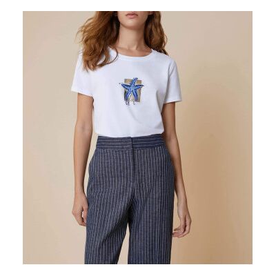 PennyBlack für Damen. 2511971053200 Weißes Himmel-T-Shirt (XL), Lässig, Baumwolle, Kurzarm PennyBlack für Damen. 2511971053200 Weißes Himmel-T-Shirt (XL), Lässig, Baumwolle, Kurzarm