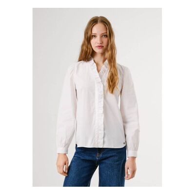 Pepe Jeans für Damen. PL3051246 Hemd Perlweiß (XS), Lässig, Baumwolle, Langarm Pepe Jeans für Damen. PL3051246 Hemd Perlweiß (XS), Lässig, Baumwolle, Langarm