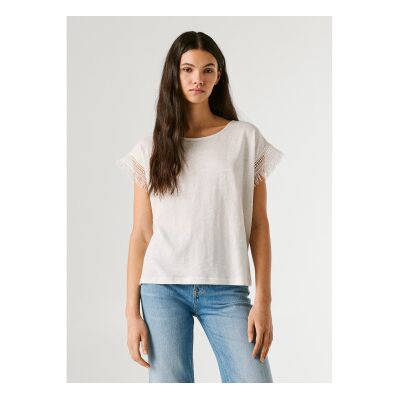 Pepe Jeans für Damen. PL5000143 Nain T-shirt weiß (S), Lässig, Baumwolle, Kurzarm Pepe Jeans für Damen. PL5000143 Nain T-shirt weiß (S), Lässig, Baumwolle, Kurzarm