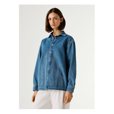 Pepe Jeans für Damen. PL3051442 Jacke Ellen Ikat blau (S), Lässig, Baumwolle, Denim Pepe Jeans für Damen. PL3051442 Jacke Ellen Ikat blau (S), Lässig, Baumwolle, Denim