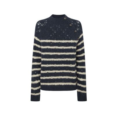 Pepe Jeans für Damen. PL702234 Hela marineblauer Pullover (L), Lässig, Nylon, Langarm Pepe Jeans für Damen. PL702234 Hela marineblauer Pullover (L), Lässig, Nylon, Langarm