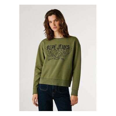 Pepe Jeans für Damen. PL5800022 Sweatshirt Beberly grün (S), Lässig, Baumwolle, Langarm Pepe Jeans für Damen. PL5800022 Sweatshirt Beberly grün (S), Lässig, Baumwolle, Langarm