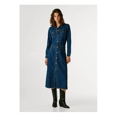 Pepe Jeans für Damen. PL9537686 Becky Kleid navy (S), Lässig, Baumwolle, Langarm, Marine Pepe Jeans für Damen. PL9537686 Becky Kleid navy (S), Lässig, Baumwolle, Langarm, Marine