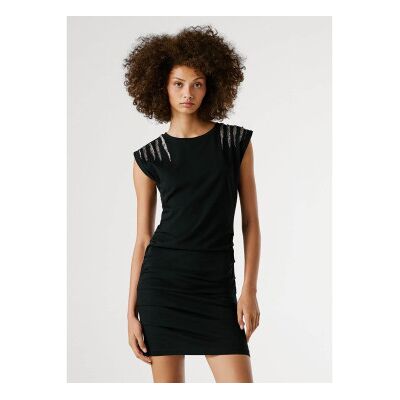 Pepe Jeans für Damen. PL9537726 Brilla schwarzes Kleid (M), Lässig, Baumwolle, Kurzarm Pepe Jeans für Damen. PL9537726 Brilla schwarzes Kleid (M), Lässig, Baumwolle, Kurzarm