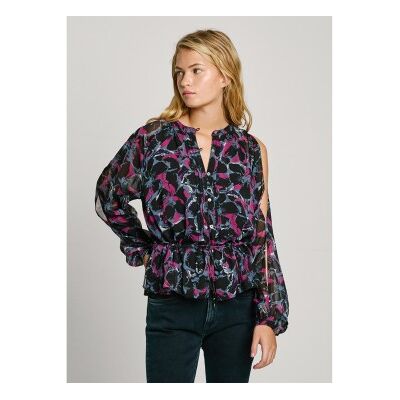 Pepe Jeans für Damen. PL304968 Bluse Avery schwarz (XS), Lässig, Party, Polyester, Langarm Pepe Jeans für Damen. PL304968 Bluse Avery schwarz (XS), Lässig, Party, Polyester, Langarm