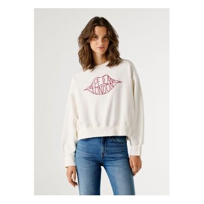 Pepe Jeans für Damen. PL5800042 Sweatshirt Bernis weiß (S), Lässig, Baumwolle Pepe Jeans für Damen. PL5800042 Sweatshirt Bernis weiß (S), Lässig, Baumwolle