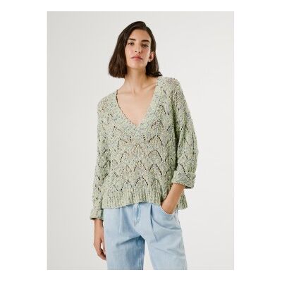 Pepe Jeans für Damen. PL702306 Camilla Pullover grün (L), Lässig, Baumwolle, Langarm Pepe Jeans für Damen. PL702306 Camilla Pullover grün (L), Lässig, Baumwolle, Langarm