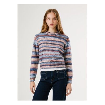 Pepe Jeans für Damen. PL7000057 Hellblauer mehrfarbiger Pullover (S), Lässig, Polyester Pepe Jeans für Damen. PL7000057 Hellblauer mehrfarbiger Pullover (S), Lässig, Polyester