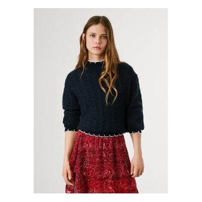 Pepe Jeans für Damen. PL7000016 Charil marineblauer Pullover (L), Lässig, Acryl Pepe Jeans für Damen. PL7000016 Charil marineblauer Pullover (L), Lässig, Acryl