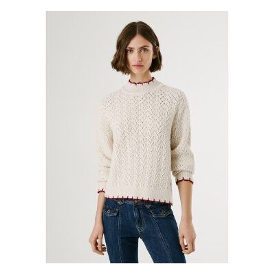 Pepe Jeans für Damen. PL7000016 Charil Pullover weiß (L), Beige, Lässig, Acryl, Langarm Pepe Jeans für Damen. PL7000016 Charil Pullover weiß (L), Beige, Lässig, Acryl, Langarm