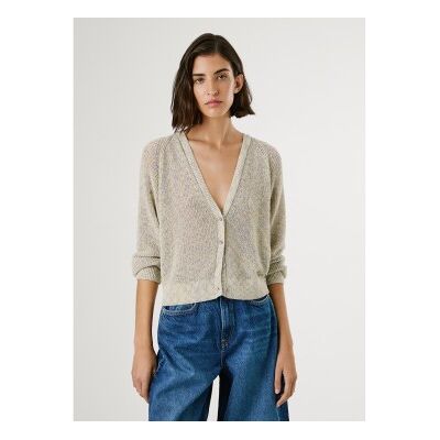 Pepe Jeans für Damen. PL702308 Cardigan Claire beige (L), Lässig, Polyester, Langarm Pepe Jeans für Damen. PL702308 Cardigan Claire beige (L), Lässig, Polyester, Langarm