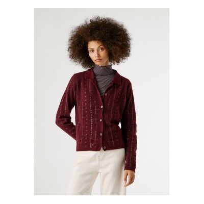Pepe Jeans für Damen. PL7000089 Strickjacke Elaine burgundy (M), Lässig, Polyester, Bordeaux Pepe Jeans für Damen. PL7000089 Strickjacke Elaine burgundy (M), Lässig, Polyester, Bordeaux