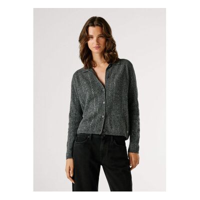 Pepe Jeans für Damen. PL7000089 Elaine Strickjacke grau (M), Lässig, Polyester, Langarm Pepe Jeans für Damen. PL7000089 Elaine Strickjacke grau (M), Lässig, Polyester, Langarm