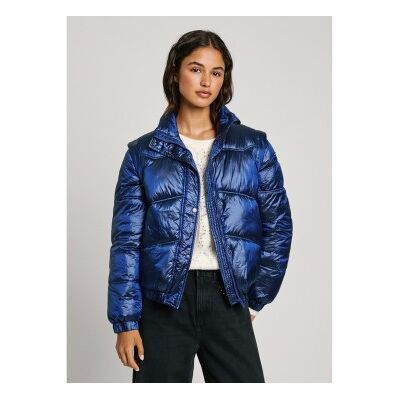 Pepe Jeans für Damen. PL402492 Blaue Jacke Flora (M), Lässig, Nylon Pepe Jeans für Damen. PL402492 Blaue Jacke Flora (M), Lässig, Nylon