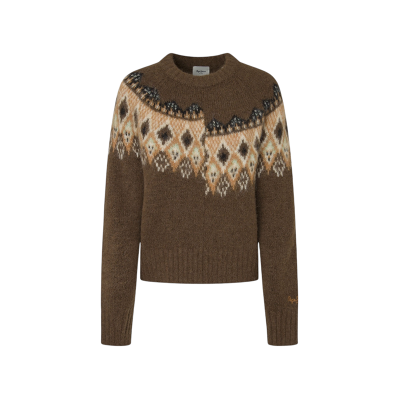 Pepe Jeans für Damen. PL702196 Holly-Pullover braun (XS), Lässig, Polyester Pepe Jeans für Damen. PL702196 Holly-Pullover braun (XS), Lässig, Polyester