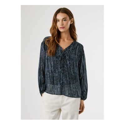 Pepe Jeans für Damen. PL3051281 Mey Bluse blau (S), Lässig, Viskose, Langarm Pepe Jeans für Damen. PL3051281 Mey Bluse blau (S), Lässig, Viskose, Langarm