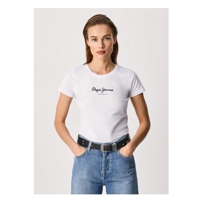 Pepe Jeans für Damen. PL505202 Neu Virginia Ss N T-shirt weiß (XXS), Lässig, Baumwolle, Kurzarm Pepe Jeans für Damen. PL505202 Neu Virginia Ss N T-shirt weiß (XXS), Lässig, Baumwolle, Kurzarm
