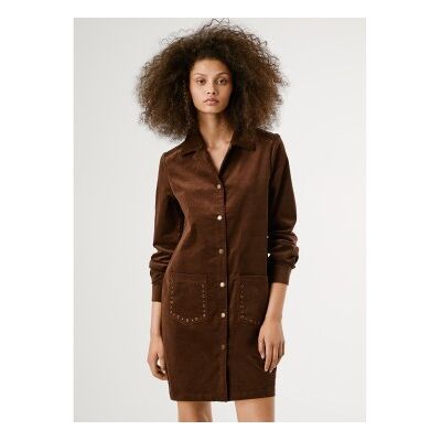 Pepe Jeans für Damen. PL9537694 Noelia Braunes Kleid (L), Lässig, Baumwolle, Langarm Pepe Jeans für Damen. PL9537694 Noelia Braunes Kleid (L), Lässig, Baumwolle, Langarm