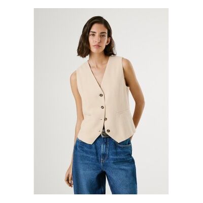Pepe Jeans für Damen. PL402603 Weste Stella beige (XL), Lässig, Viskose Pepe Jeans für Damen. PL402603 Weste Stella beige (XL), Lässig, Viskose