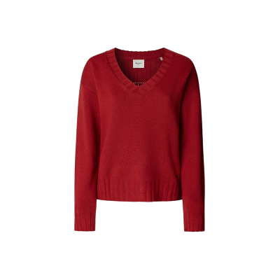 Pepe Jeans für Damen. PL7000001 Cherice V Pullover rot (S), Lässig, Polyester Pepe Jeans für Damen. PL7000001 Cherice V Pullover rot (S), Lässig, Polyester