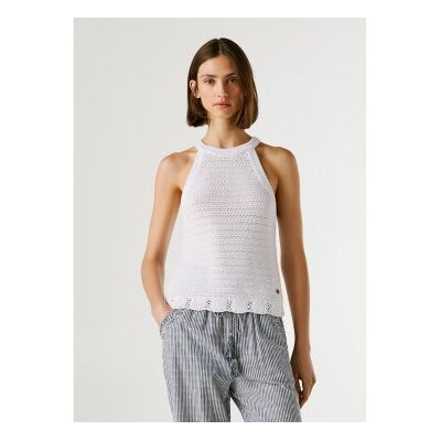 Pepe Jeans für Damen. PL7000121 Top Kinah weiß (L), Lässig, Baumwolle, Ärmellos / Hosenträger Pepe Jeans für Damen. PL7000121 Top Kinah weiß (L), Lässig, Baumwolle, Ärmellos / Hosenträger