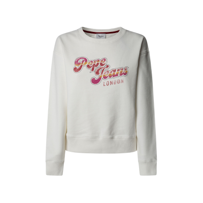 Pepe Jeans für Damen. PL581482 Rosa Sweatshirt weiß (M), Lässig, Baumwolle, Langarm, Nachhaltig Pepe Jeans für Damen. PL581482 Rosa Sweatshirt weiß (M), Lässig, Baumwolle, Langarm, Nachhaltig